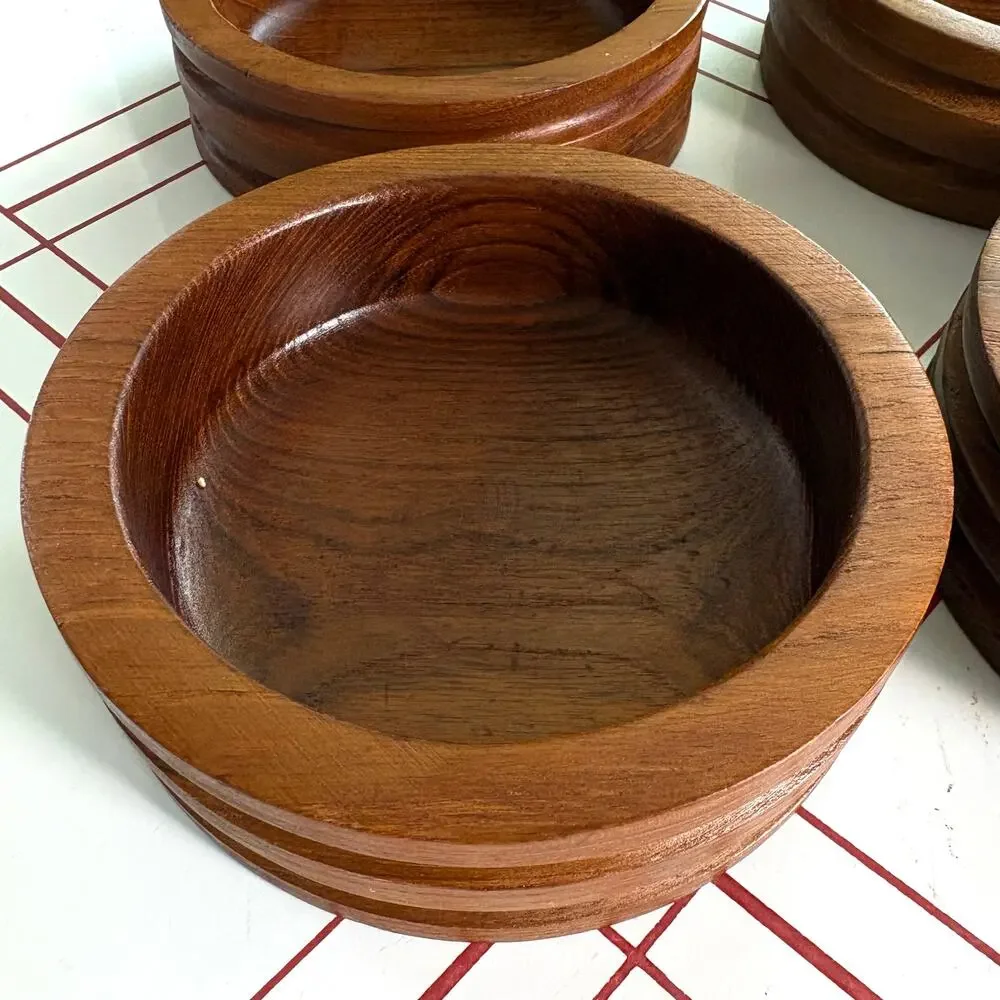 Set of 4 Vintage Thailand Teak Wood Bowls by Good Wood